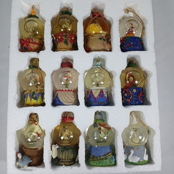 International Bazaar 12 Days of Christmas Waterglobe Ornaments Complete Set - Picture 2 of 6